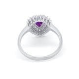 Teardrop Pear Wedding Engagement Bridal Ring Round Cubic Zirconia 925 Sterling Silver