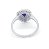 Teardrop Pear Wedding Engagement Bridal Ring Round Cubic Zirconia 925 Sterling Silver