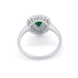 Teardrop Pear Wedding Engagement Bridal Ring Round Cubic Zirconia 925 Sterling Silver