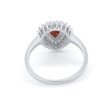 Teardrop Pear Wedding Engagement Bridal Ring Round Cubic Zirconia 925 Sterling Silver