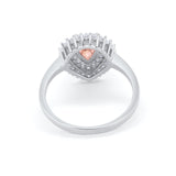 Teardrop Pear Wedding Engagement Bridal Ring Round Cubic Zirconia 925 Sterling Silver