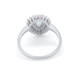 Teardrop Pear Wedding Engagement Bridal Ring Round Cubic Zirconia 925 Sterling Silver