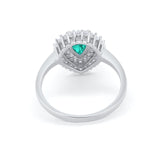 Teardrop Pear Wedding Engagement Bridal Ring Round Cubic Zirconia 925 Sterling Silver