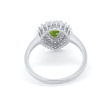 Teardrop Pear Wedding Engagement Bridal Ring Round Cubic Zirconia 925 Sterling Silver