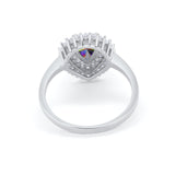 Teardrop Pear Wedding Engagement Bridal Ring Round Cubic Zirconia 925 Sterling Silver
