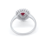 Teardrop Pear Wedding Engagement Bridal Ring Round Cubic Zirconia 925 Sterling Silver