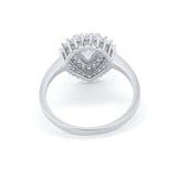 Teardrop Pear Wedding Engagement Bridal Ring Round Cubic Zirconia 925 Sterling Silver