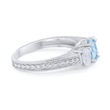 Art Deco Oval Three Stone Wedding Bridal Ring Round Cubic Zirconia 925 Sterling Silver