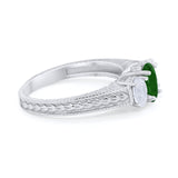 Art Deco Oval Three Stone Wedding Bridal Ring Round Cubic Zirconia 925 Sterling Silver