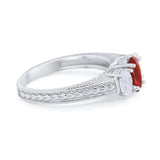 Art Deco Oval Three Stone Wedding Bridal Ring Round Cubic Zirconia 925 Sterling Silver