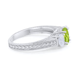 Art Deco Oval Three Stone Wedding Bridal Ring Round Cubic Zirconia 925 Sterling Silver