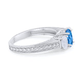 Art Deco Oval Three Stone Wedding Bridal Ring Round Cubic Zirconia 925 Sterling Silver
