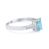 Art Deco Emerald Cut Wedding Engagement Ring Round Cubic Zirconia 925 Sterling Silver