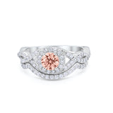 Two Piece Wedding Bridal Ring Simulated Cubic Zirconia 925 Sterling Silver