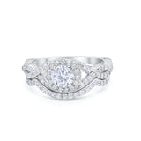 Two Piece Wedding Bridal Ring Simulated Cubic Zirconia 925 Sterling Silver