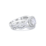 Two Piece Wedding Bridal Ring Simulated Cubic Zirconia 925 Sterling Silver