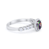 Art Deco Wedding Bridal Ring Round Cubic Zirconia Accent 925 Sterling Silver