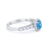 Art Deco Wedding Bridal Ring Round Cubic Zirconia Accent 925 Sterling Silver