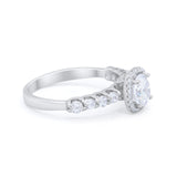 Art Deco Wedding Bridal Ring Round Cubic Zirconia Accent 925 Sterling Silver