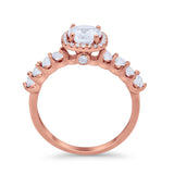 Art Deco Wedding Bridal Ring Round Cubic Zirconia Accent 925 Sterling Silver