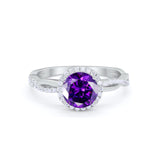 Halo Twisted Infinity Shank Wedding Bridal Ring Round Cubic Zirconia 925 Sterling Silver