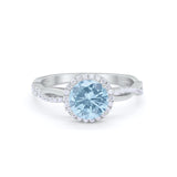 Halo Twisted Infinity Shank Wedding Bridal Ring Round Cubic Zirconia 925 Sterling Silver