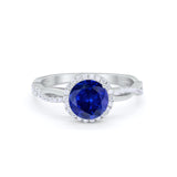 Halo Twisted Infinity Shank Wedding Bridal Ring Round Cubic Zirconia 925 Sterling Silver