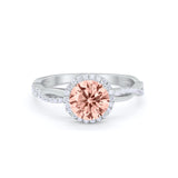 Halo Twisted Infinity Shank Wedding Bridal Ring Round Cubic Zirconia 925 Sterling Silver