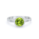 Halo Twisted Infinity Shank Wedding Bridal Ring Round Cubic Zirconia 925 Sterling Silver