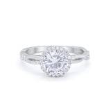 Halo Twisted Infinity Shank Wedding Bridal Ring Round Cubic Zirconia 925 Sterling Silver