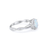 Halo Twisted Infinity Shank Wedding Bridal Ring Round Cubic Zirconia 925 Sterling Silver