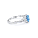Halo Twisted Infinity Shank Wedding Bridal Ring Round Cubic Zirconia 925 Sterling Silver