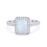 Art Deco Halo Wedding Bridal Ring Baguette Round Cubic Zirconia 925 Sterling Silver