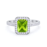 Art Deco Halo Wedding Bridal Ring Baguette Round Cubic Zirconia 925 Sterling Silver
