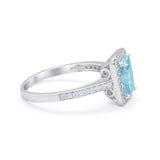 Art Deco Halo Wedding Bridal Ring Baguette Round Cubic Zirconia 925 Sterling Silver