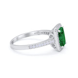 Art Deco Halo Wedding Bridal Ring Baguette Round Cubic Zirconia 925 Sterling Silver