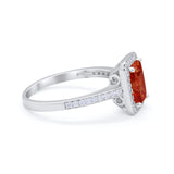 Art Deco Halo Wedding Bridal Ring Baguette Round Cubic Zirconia 925 Sterling Silver