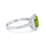Art Deco Halo Wedding Bridal Ring Baguette Round Cubic Zirconia 925 Sterling Silver