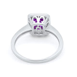 Art Deco Halo Wedding Bridal Ring Baguette Round Cubic Zirconia 925 Sterling Silver