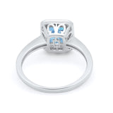 Art Deco Halo Wedding Bridal Ring Baguette Round Cubic Zirconia 925 Sterling Silver