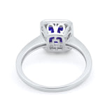 Art Deco Halo Wedding Bridal Ring Baguette Round Cubic Zirconia 925 Sterling Silver