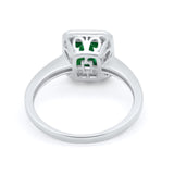 Art Deco Halo Wedding Bridal Ring Baguette Round Cubic Zirconia 925 Sterling Silver