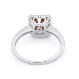 Art Deco Halo Wedding Bridal Ring Baguette Round Cubic Zirconia 925 Sterling Silver