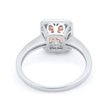 Art Deco Halo Wedding Bridal Ring Baguette Round Cubic Zirconia 925 Sterling Silver