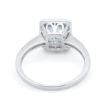 Art Deco Halo Wedding Bridal Ring Baguette Round Cubic Zirconia 925 Sterling Silver