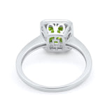 Art Deco Halo Wedding Bridal Ring Baguette Round Cubic Zirconia 925 Sterling Silver