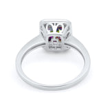 Art Deco Halo Wedding Bridal Ring Baguette Round Cubic Zirconia 925 Sterling Silver