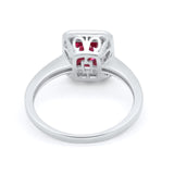 Art Deco Halo Wedding Bridal Ring Baguette Round Cubic Zirconia 925 Sterling Silver