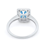 Art Deco Halo Wedding Bridal Ring Baguette Round Cubic Zirconia 925 Sterling Silver