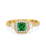 Art Deco Princess Cut Baguette Bridal Wedding Ring Round Cubic Zirconia 925 Sterling Silver